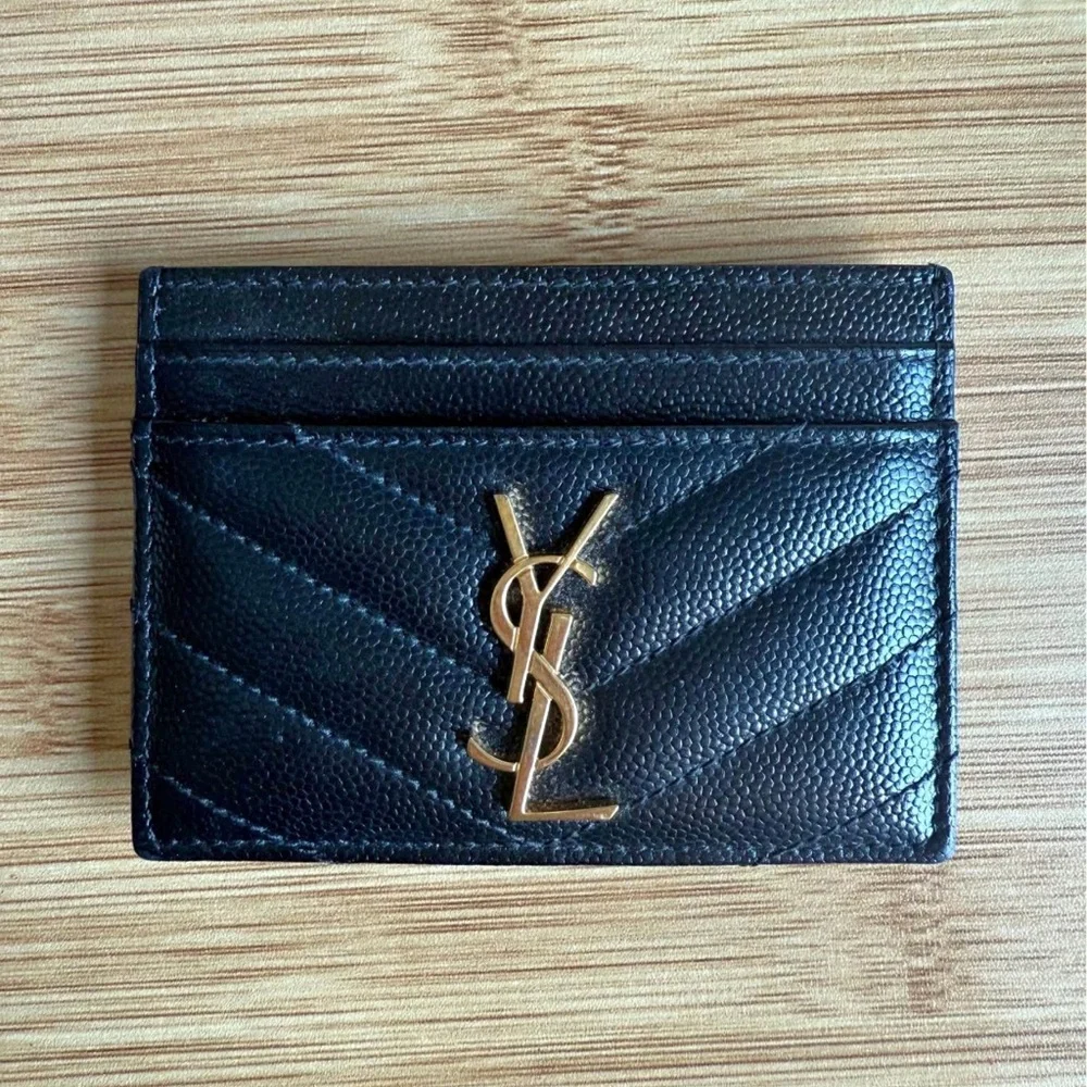 YSL Cassandre Matelasse Card Case in Grain De Poudre Embossed Leather - Picture 2 of 14